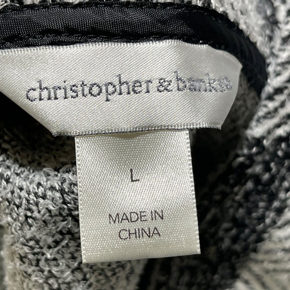 Christopher & Banks Fleece Jacket Black White Buffalo Plaid Size L Large - Picture 4 of 7